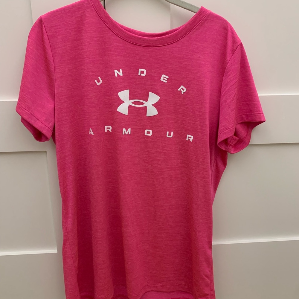NEW Under Armour LG Pink Muscle Tee Performance Top